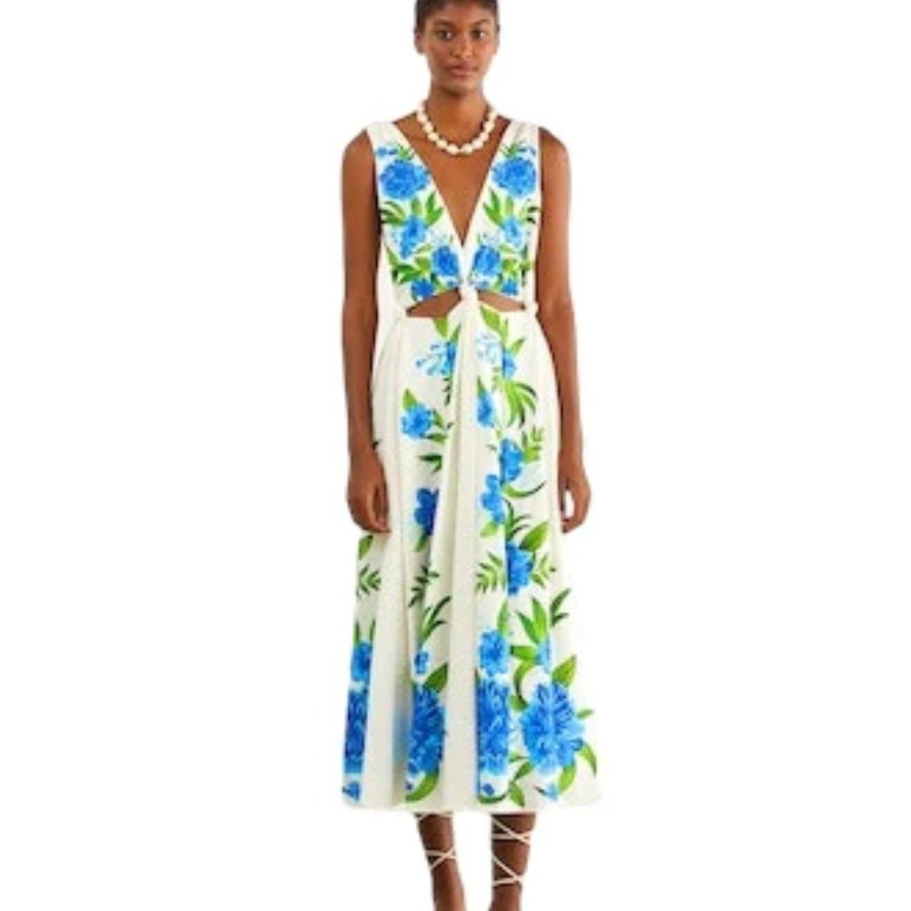 FARM Rio White and Blue Floral Midi Dress - Picture 2 of 10